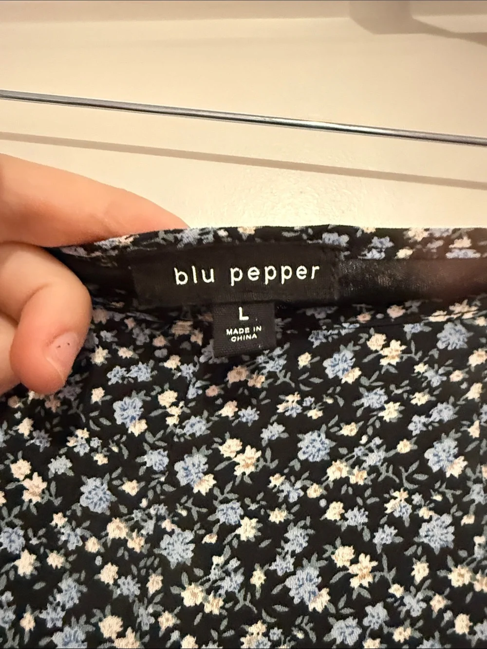 Blu Pepper Black Floral Skater Skirt with Blue & White Blossoms - Picture 2 of 3
